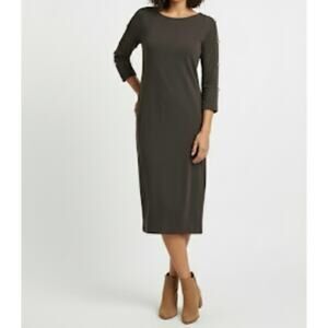 Chico's Travelers Brown Stretch Shift Dress No Wrinkle Size 12/14 (Chico's 2)